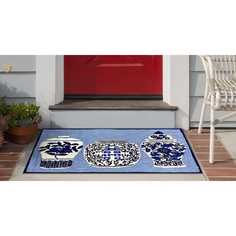 Liora Manne Frontporch Ginger Jars 2410/03 Blue Rug.