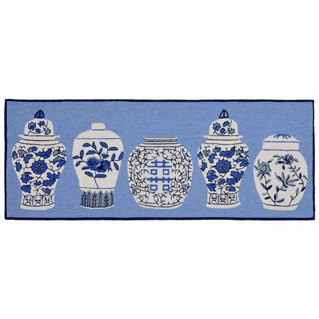 Liora Manne Frontporch Ginger Jars 2410/03 Blue Rug.