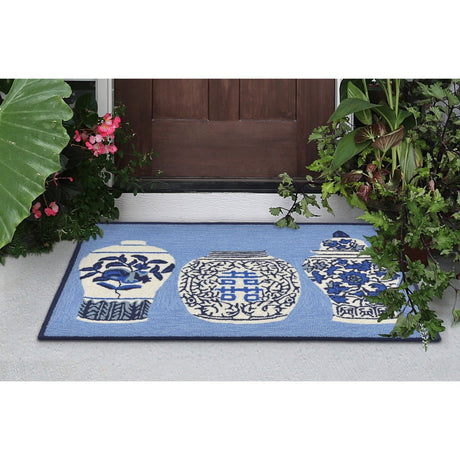 Liora Manne Frontporch Ginger Jars 2410/03 Blue Rug.