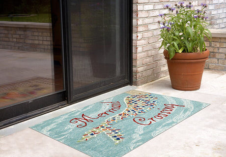 Liora Manne Frontporch Mermaid Crossing 1448/03 Water Rugs.