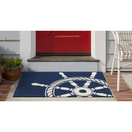 Liora Manne Frontporch Ship Wheel 1456/33 Navy Rug.