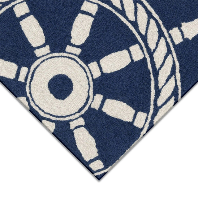 Liora Manne Frontporch Ship Wheel 1456/33 Navy Rug.