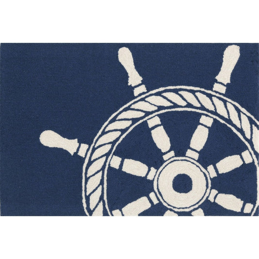 Liora Manne Frontporch Ship Wheel 1456/33 Navy Rug - Liora Manne - ftp12145633