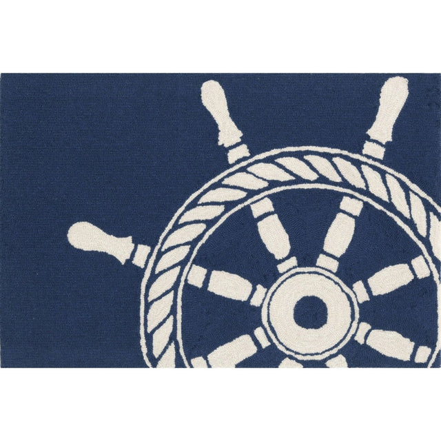 Liora Manne Frontporch Ship Wheel 1456/33 Navy Rug.