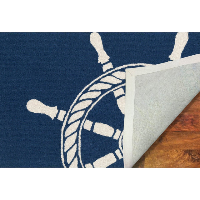 Liora Manne Frontporch Ship Wheel 1456/33 Navy Rug.