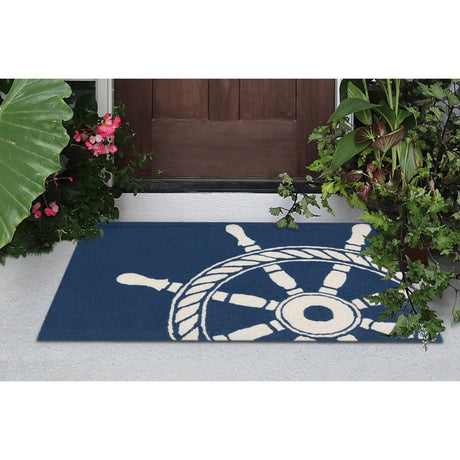 Liora Manne Frontporch Ship Wheel 1456/33 Navy Rug.