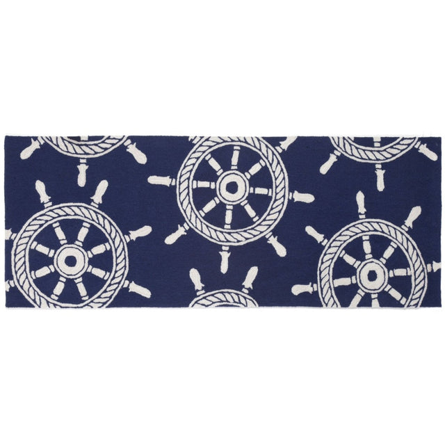 Liora Manne Frontporch Ship Wheel 1456/33 Navy Rug.