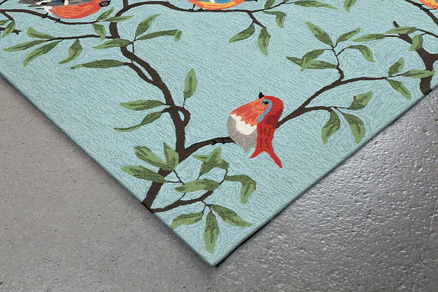 Liora Manne Ravella Birds On Branches 2270/04 Blue, Brown, Green, Grey, Red Rugs.