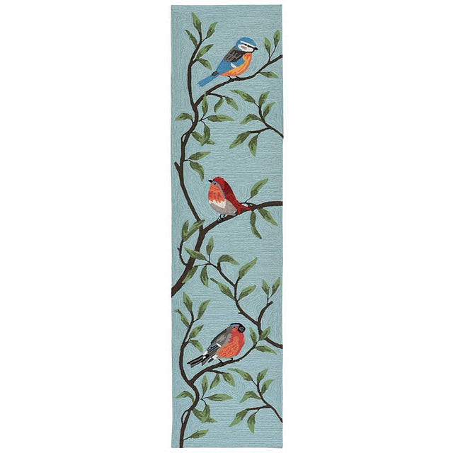 Liora Manne Ravella Birds On Branches 2270/04 Blue, Brown, Green, Grey, Red Rugs.