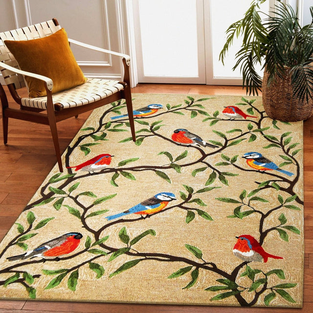 Liora Manne Ravella Birds On Branches 2270/12 Natural Rug.