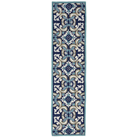 Liora Manne Ravella Floral Tile 2253/33 Navy Rugs.