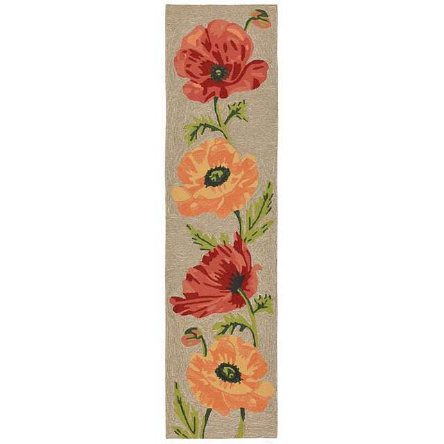 Liora Manne Ravella Icelandic Poppies 2272/12 White, Green, Orange, Red, Yellow Rugs.