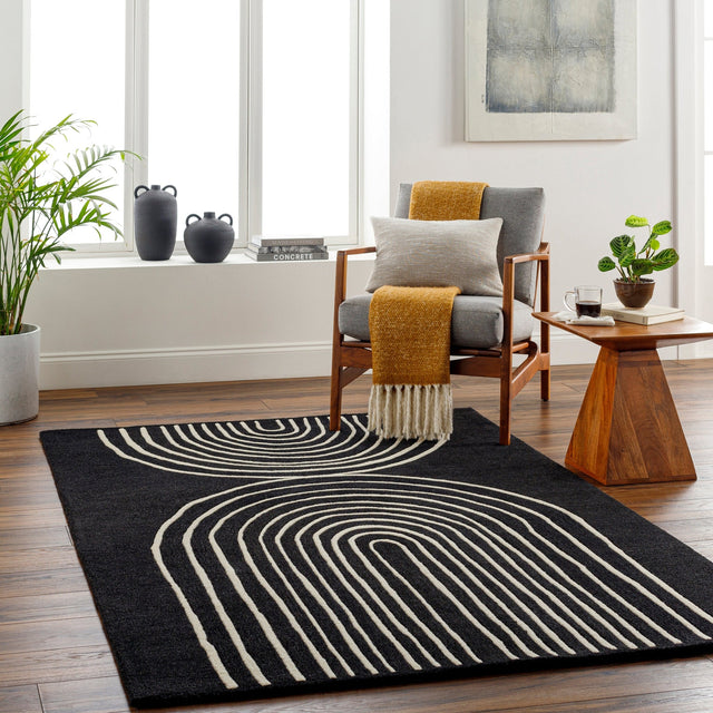 Livabliss Isabel Ibl - 2302 Beige, Black Rug - Livabliss - ibl2302 - 23
