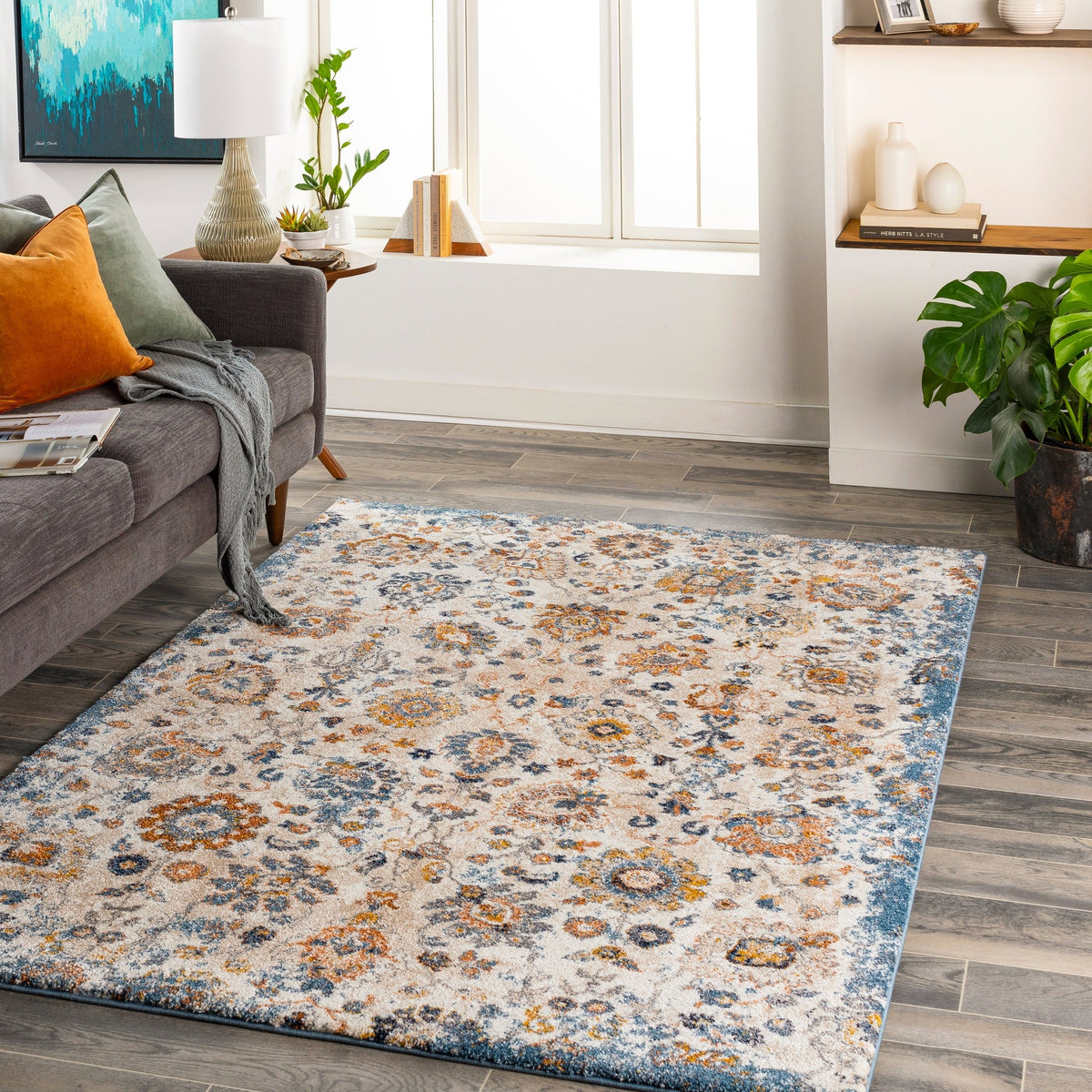 Livabliss Tuscany Tus - 2331 Blue, Cream Rug - Livabliss - tus2331 - 23