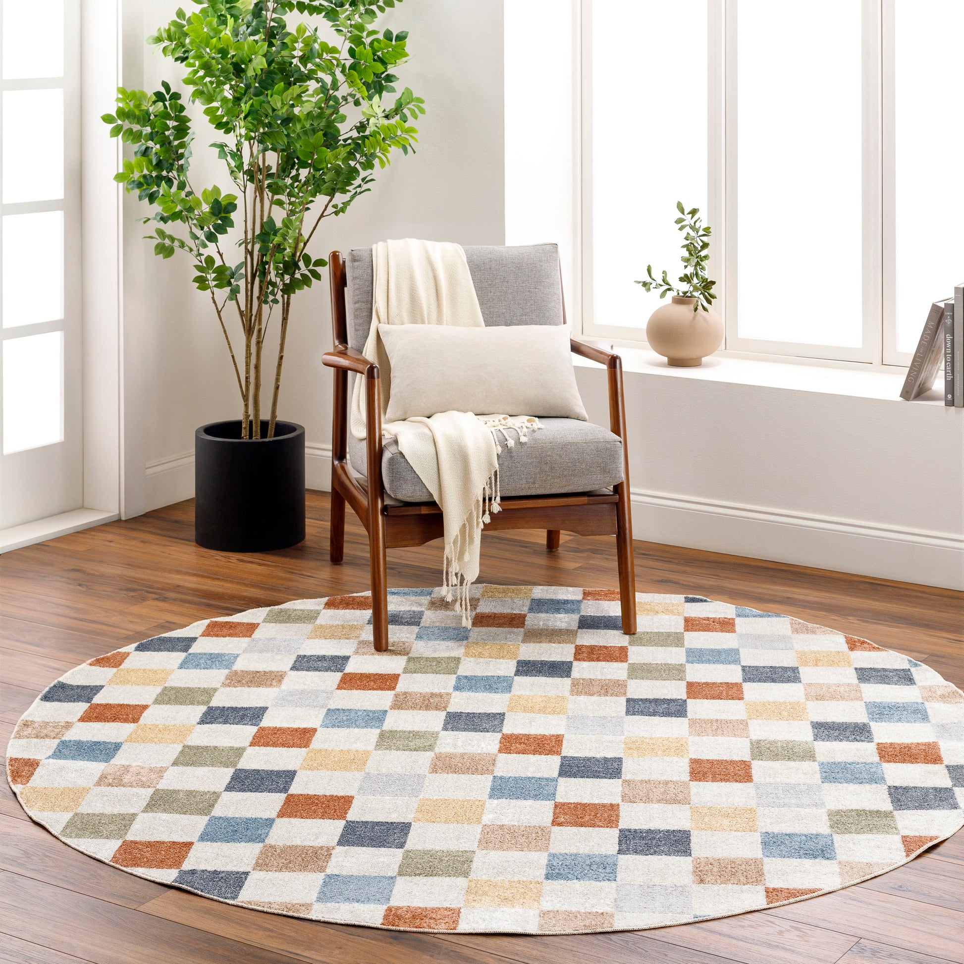 Surya Lillian Lll-2338 Oatmeal, Rust, Dark Blue, Brown, Olive Area Rug