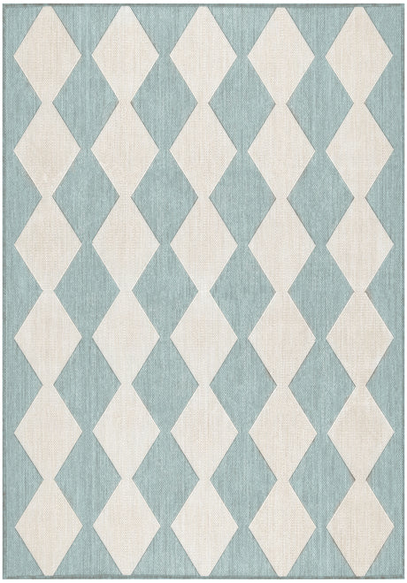 Nourison Positano POS04 Machine Made Aqua Rug