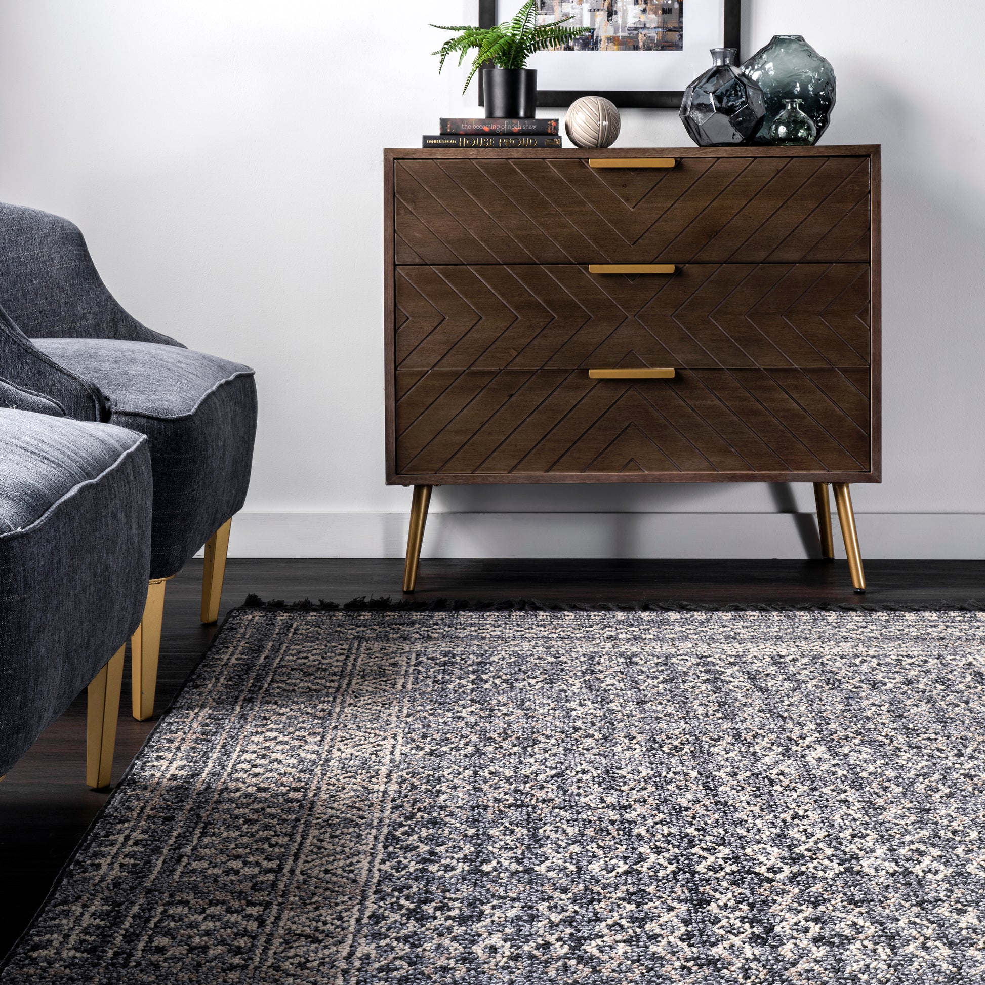 Nuloom Claudia Diamond Stgl03B Gray Area Rug