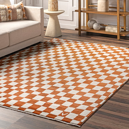 Nuloom Dominique Abstract Checkered Bdsn41B Orange Area Rug