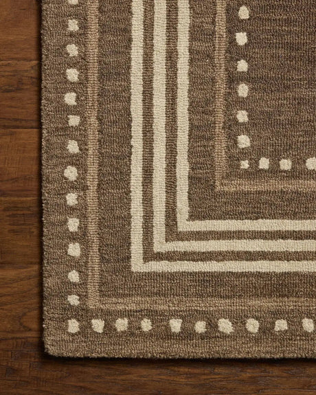 Chris Loves Julia x Loloi Alfie ALF-02 Bark / Natural Rug - corner on wood