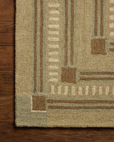 Chris Loves Julia x Loloi Alfie ALF-04 Green / Natural Rug - corner on wood