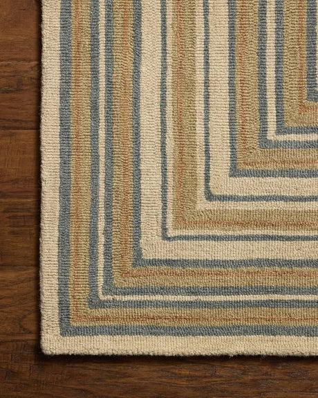 Chris Loves Julia x Loloi Alfie ALF-05 Natural / Multi Rug - corner on wood