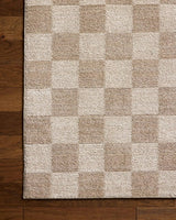 Chris Loves Julia x Loloi Calvin CLV-01 Pebble / Ivory Rug - corner on wood