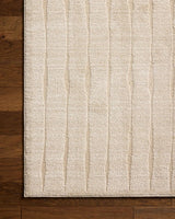Chris Loves Julia x Loloi Calvin CLV-02 Ivory / Oatmeal Rug - corner on wood