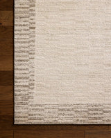 Chris Loves Julia x Loloi Calvin CLV-04 Ivory / Pebble Rug - corner on wood