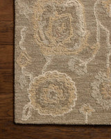 Chris Loves Julia x Loloi Dorothea DRT-01 Oak / Natural Rug - corner on wood
