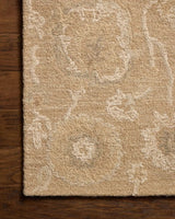 Chris Loves Julia x Loloi Dorothea DRT-01 Sand / Pebble Rug - corner on wood