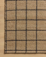 Chris Loves Julia x Loloi Fletcher FLE-01 Natural / Black Rug - corner on wood