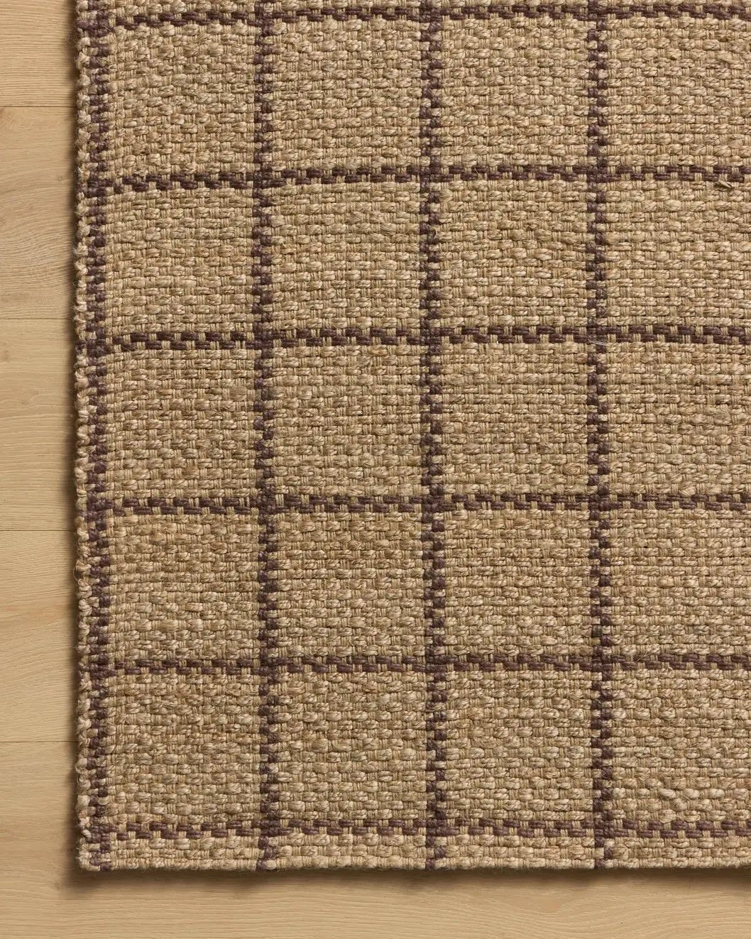 Chris Loves Julia x Loloi Fletcher FLE-01 Natural / Brown Rug - corner on wood