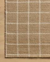Chris Loves Julia x Loloi Fletcher FLE-01 Natural / Ivory Rug - corner on wood