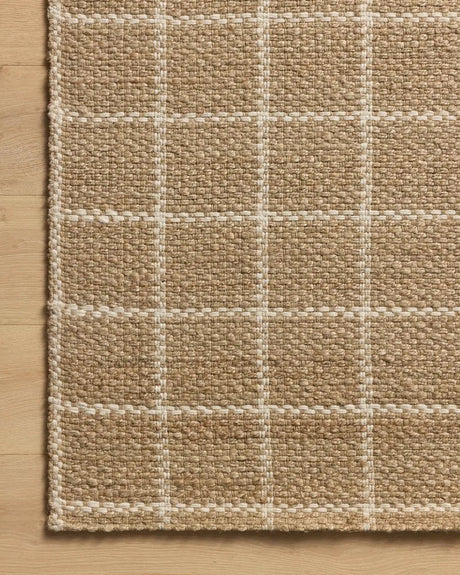 Chris Loves Julia x Loloi Fletcher FLE-01 Natural / Ivory Rug - corner on wood