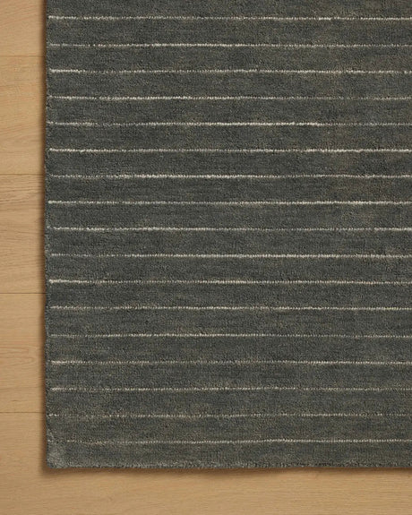 Chris Loves Julia x Loloi Henry HEY-01 Charcoal / Ivory Rug - corner on wood
