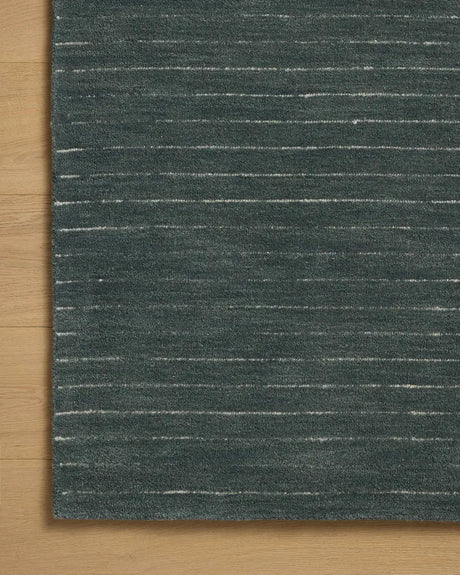 Chris Loves Julia x Loloi Henry HEY-01 Denim / Ivory Rug - corner on wood