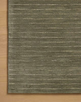 Chris Loves Julia x Loloi Henry HEY-01 Olive / Ivory Rug - corner on wood