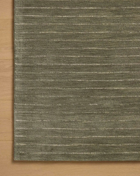 Chris Loves Julia x Loloi Henry HEY-01 Olive / Ivory Rug - corner on wood