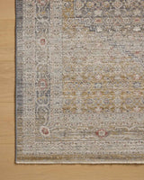 Chris Loves Julia x Loloi Ida IDA-02 Stone / Gold Rug - corner on wood