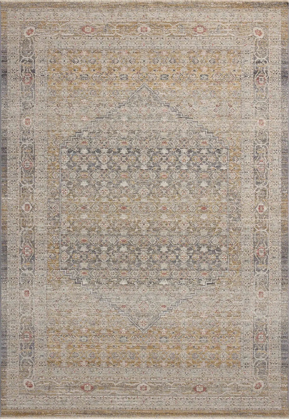 Chris Loves Julia x Loloi Ida IDA-02 Stone / Gold Rug - main flat
