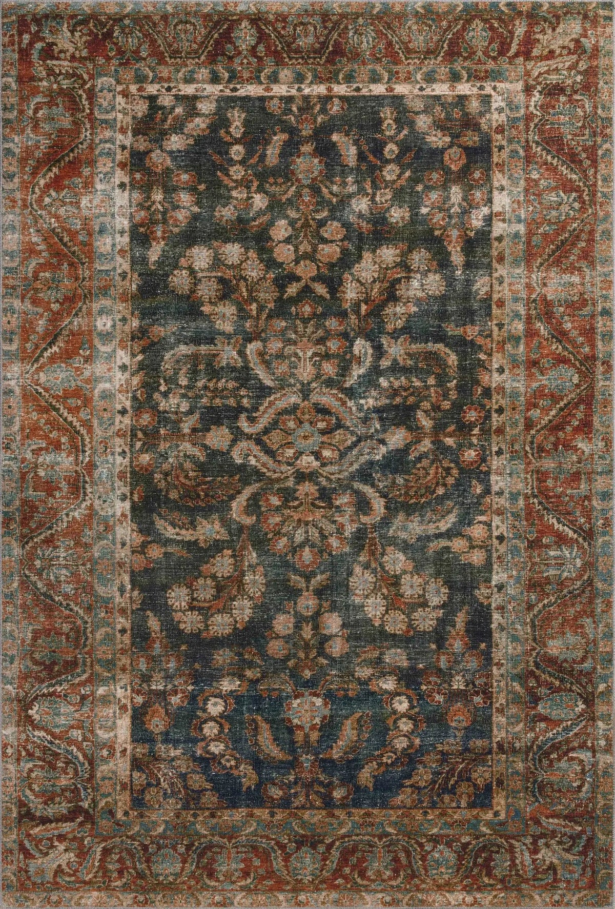 Chris Loves Julia x Loloi Jules 10-Jul Ocean / Spice Rug - main flat