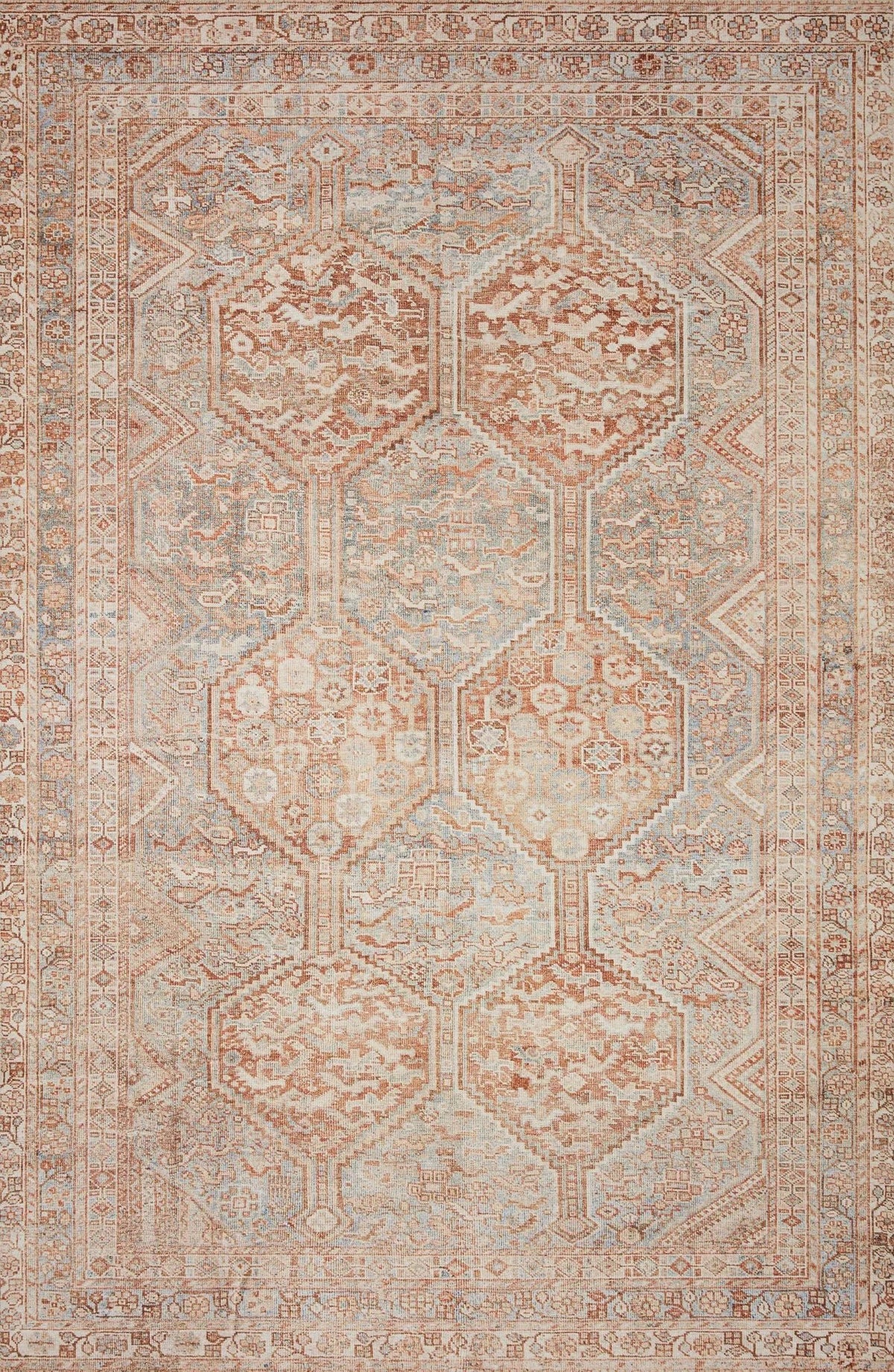 Chris Loves Julia x Loloi Jules 4-Jul Tangerine / Mist Rug - main flat