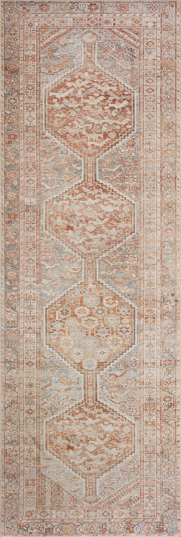 Chris Loves Julia x Loloi Jules 4-Jul Tangerine / Mist Rug - runner flat