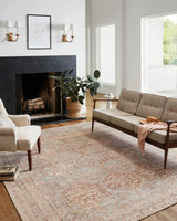 Chris Loves Julia x Loloi Jules 4-Jul Tangerine / Mist Rug - room scene 3