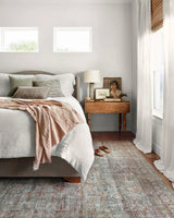 Chris Loves Julia x Loloi Jules 5-Jul Lagoon / Brick Rug - room scene 1