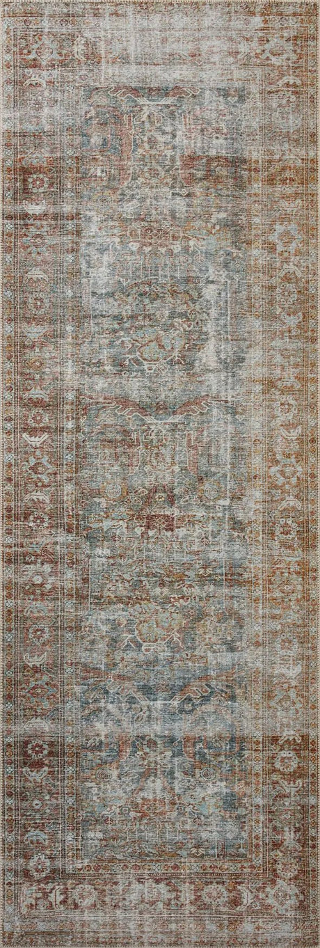 Chris Loves Julia x Loloi Jules 5-Jul Lagoon / Brick Rug - runner flat