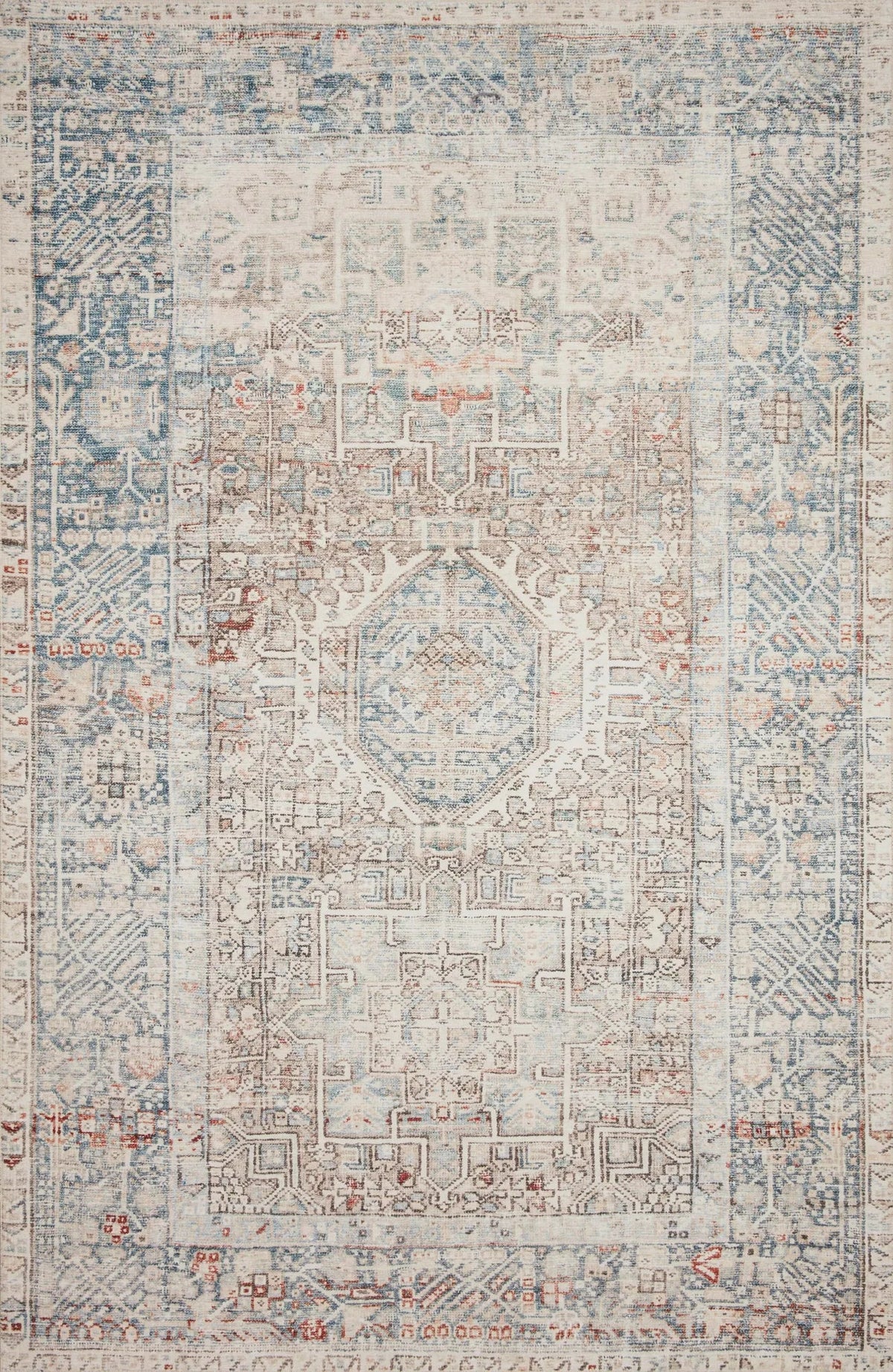 Chris Loves Julia x Loloi Jules 7-Jul Natural / Ocean Rug - main flat