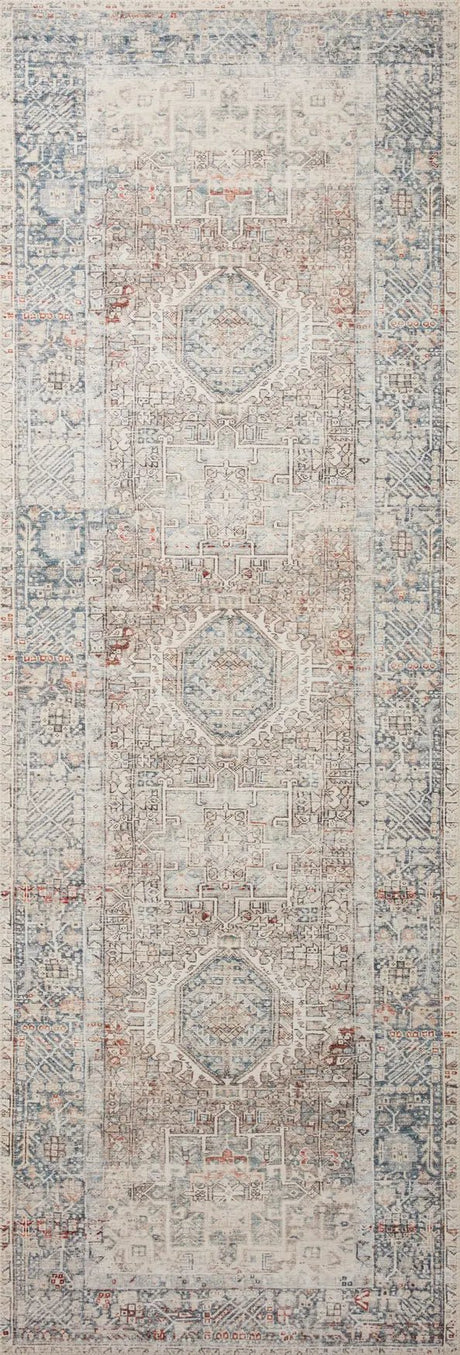 Chris Loves Julia x Loloi Jules 7-Jul Natural / Ocean Rug - runner flat