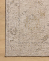 Chris Loves Julia x Loloi Louisa LOI-02 Oatmeal / Slate Rug - corner on wood