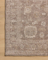 Chris Loves Julia x Loloi Louisa LOI-03 Taupe / Ivory Rug - corner on wood